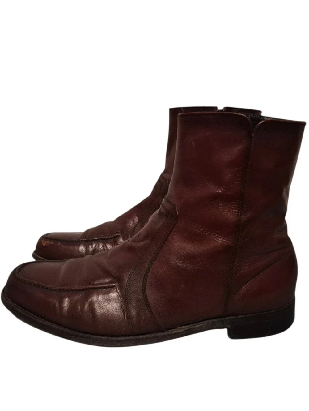 Vintage Florsheim Leather Side-Zip Moc-Toe Moto Dress Boots Men's Size 9.5E